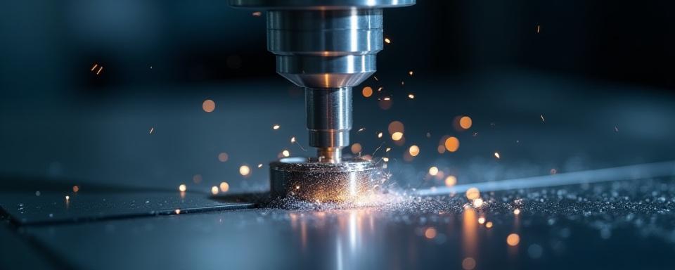 Nahaufnahme einer CNC-Maschine, die präzise an einem optischen Prototyp arbeitet